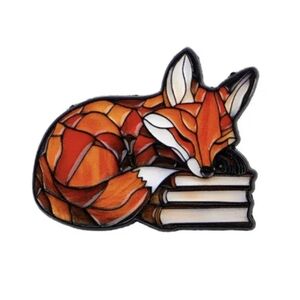 🦊 Fox Sleeping On Books Pin